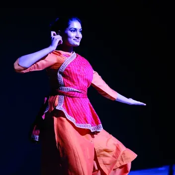 Student dancing as part of Diwali celebrations