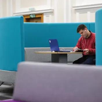 Scrymgeour Building study space with people studying